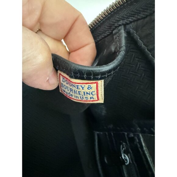 Dooney & Bourke Black Bayou Embossed Leather Dome Satchel Bag Bamboo Handle - Picture 15 of 15